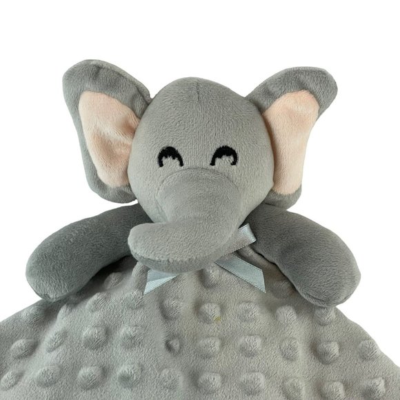 Pro Goleem Gray Elephant Lovey Satin Trim Minky Dots Baby Security Blanket 16 in - Picture 2 of 6